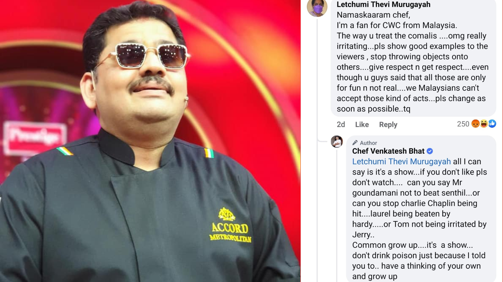 Chef Venkatesh Fires Back At Malaysian Fan Who Criticised Over His Rude ...
