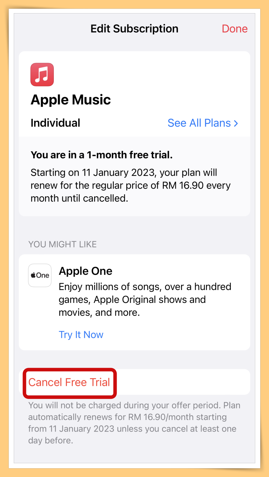 Cancel Trial