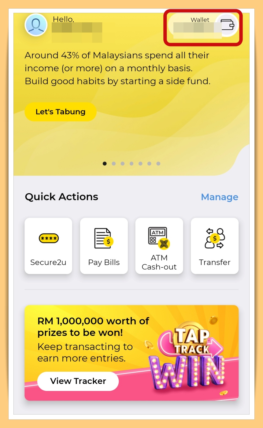 Click on Top Right eWallet