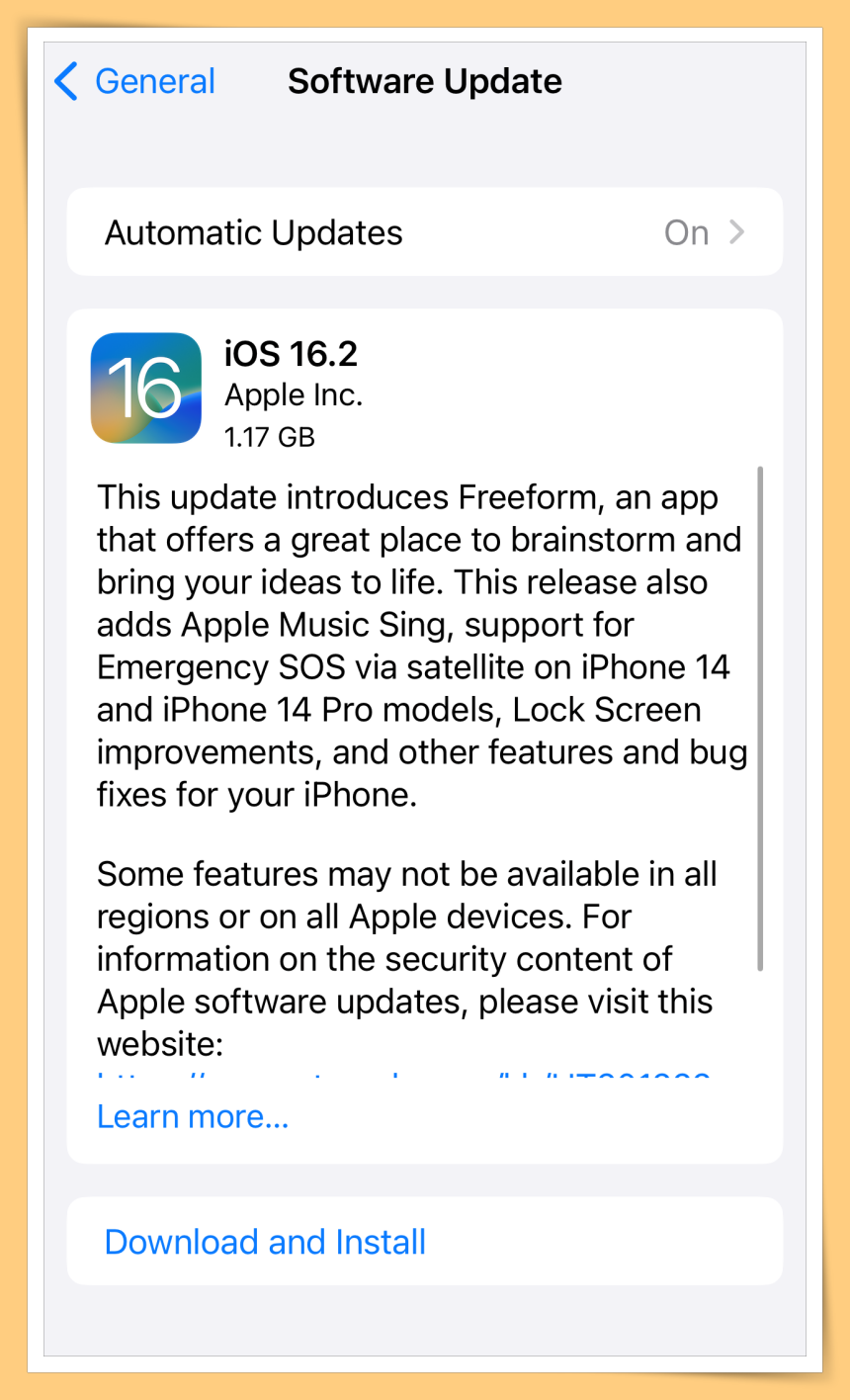 iOS 16.2 Update