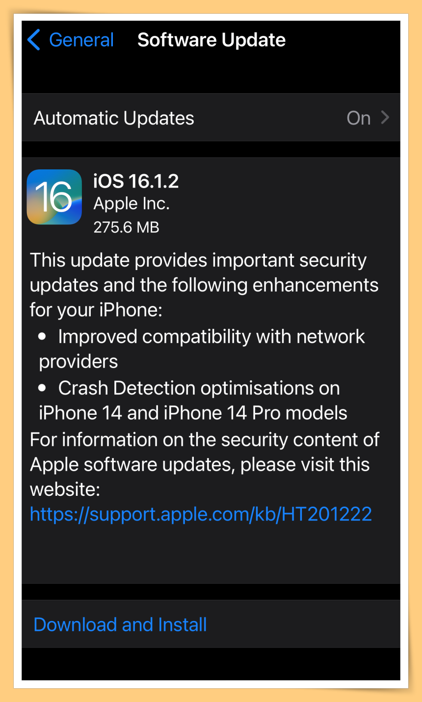 iOS16.1.2 Update