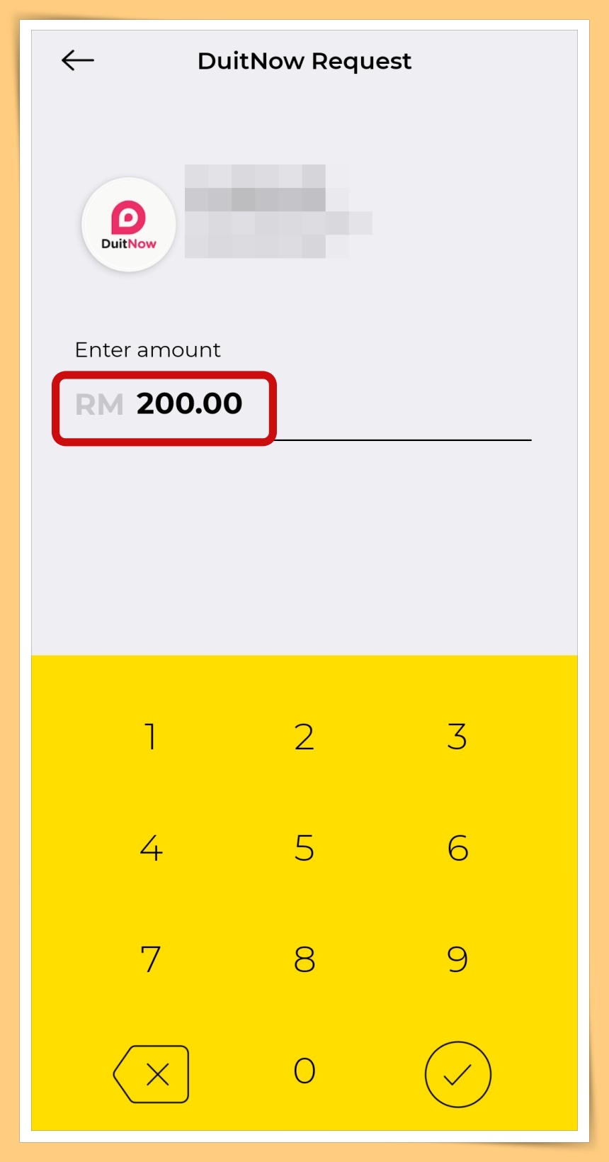 Key in amount