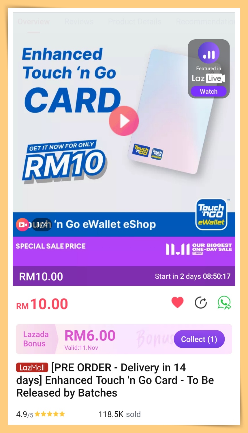 Lazada TNG Card
