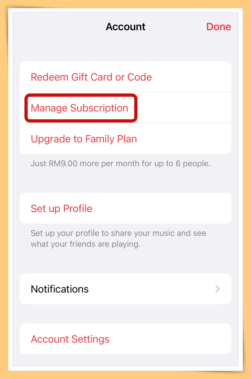 Manage Subscription