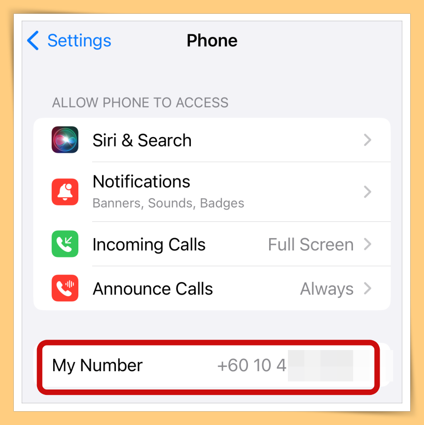 Phone Number Appear