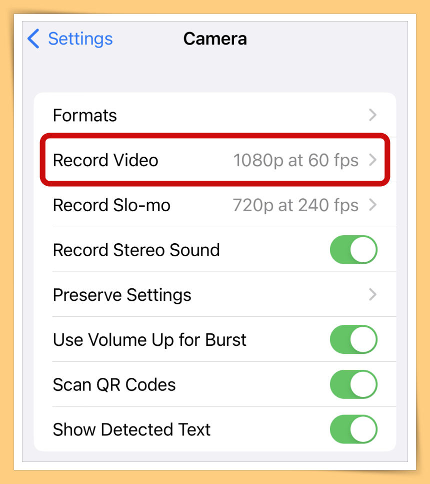 Choose Record Video