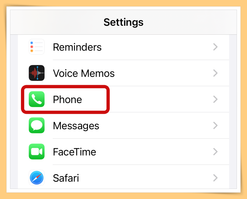 Click Settings Choose Phone