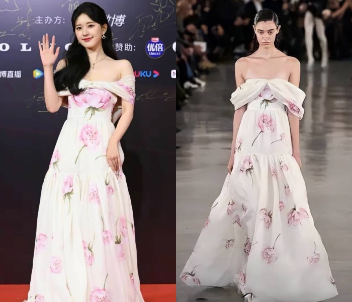 赵露思穿Giambattista Valli印花礼服
