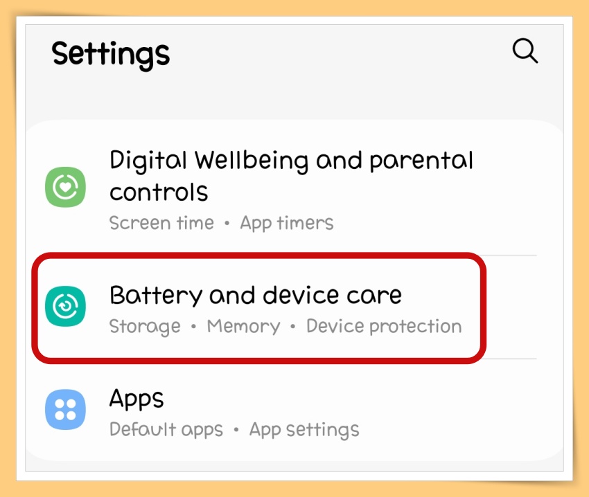 Click on Battery and device care