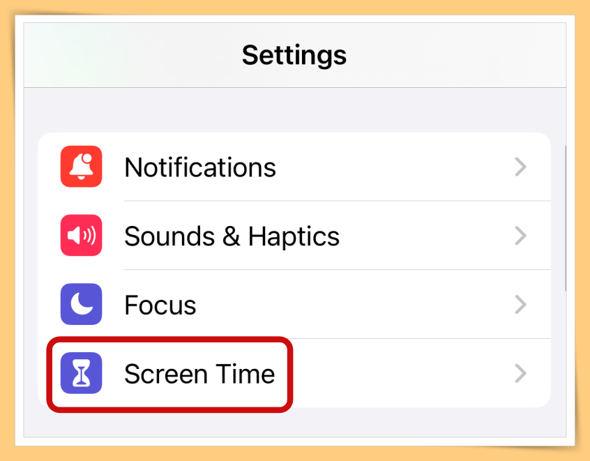 After settings click screen time