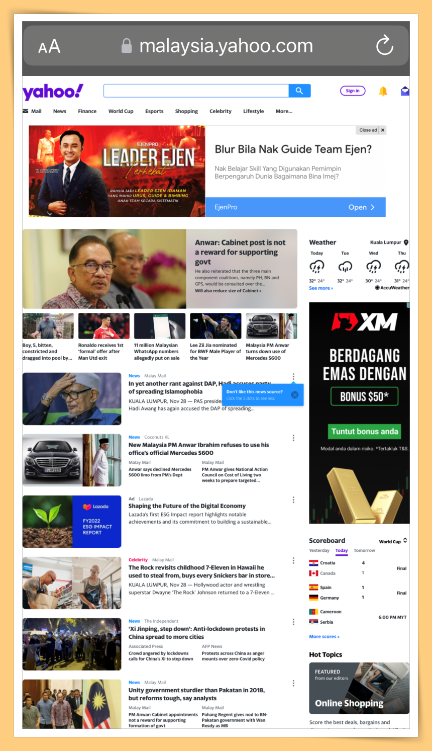 Desktop Site in Safari