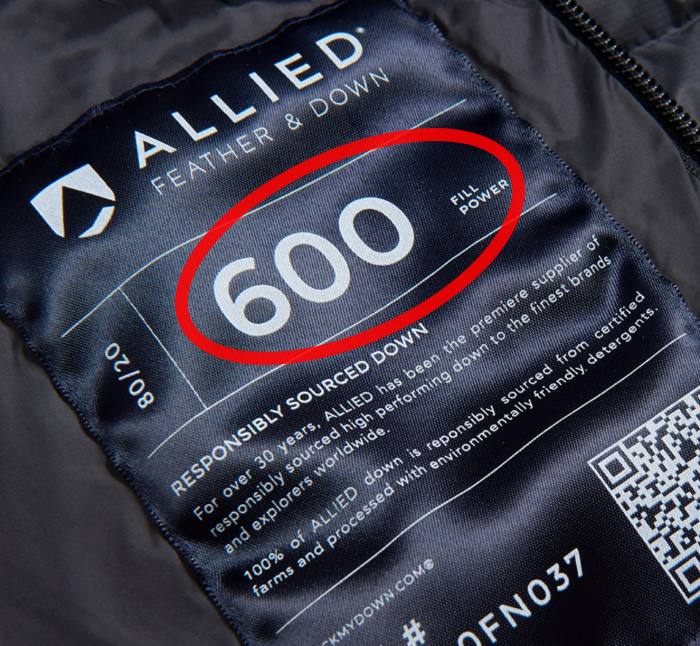 蓬松度（Filling Power）数字是保暖程度的重要指标