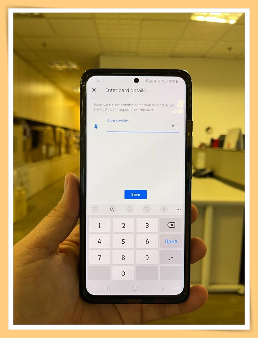 Fill in card number