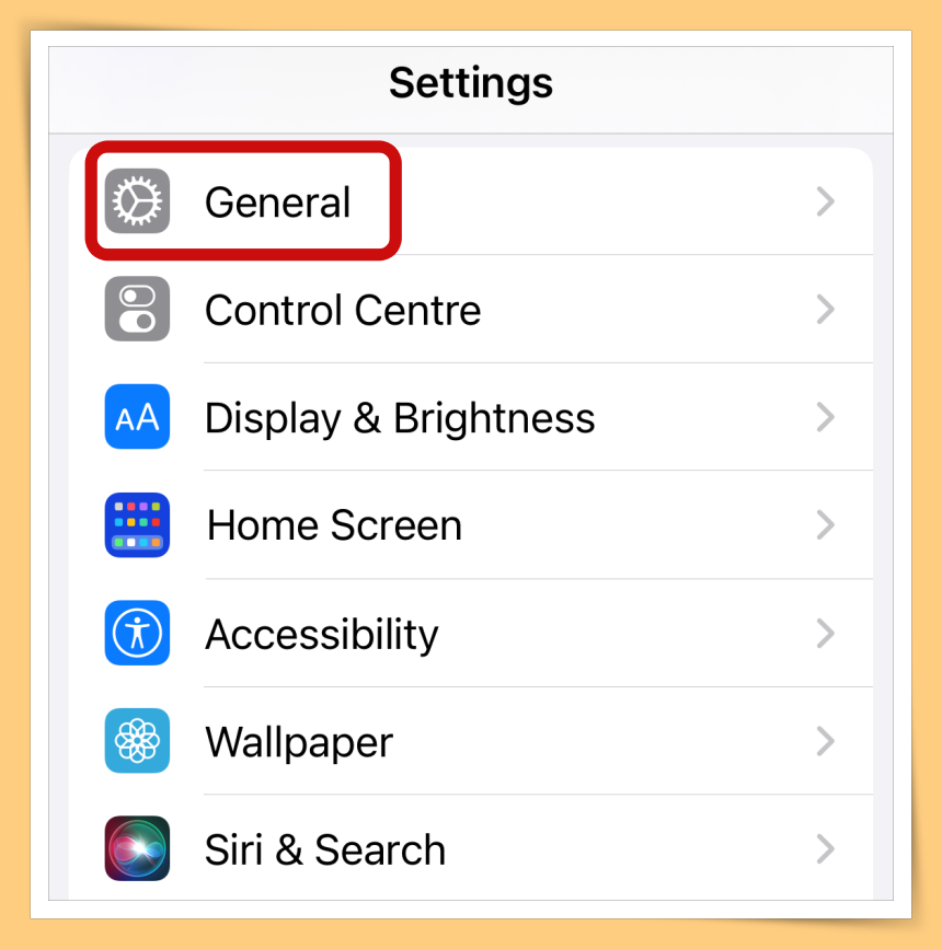 iOS 16.1.1 Settings and General