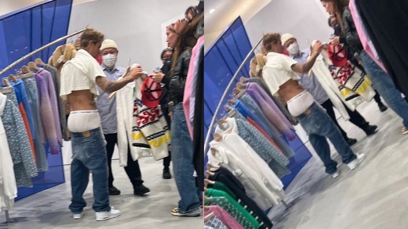 Justin Bieber当众脱衣