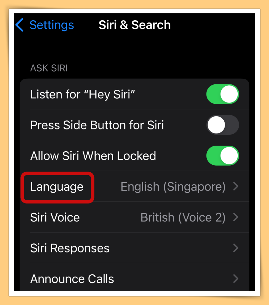 Click on Language