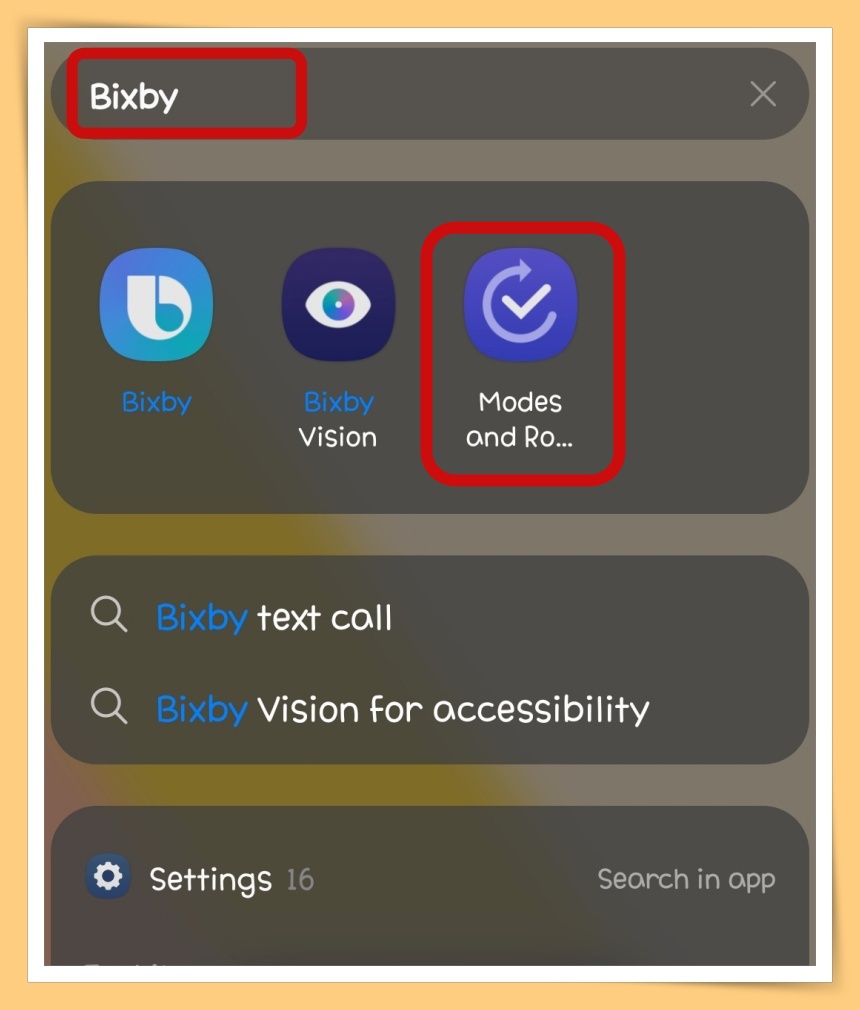 Search and Select Bixby Modes and Routines