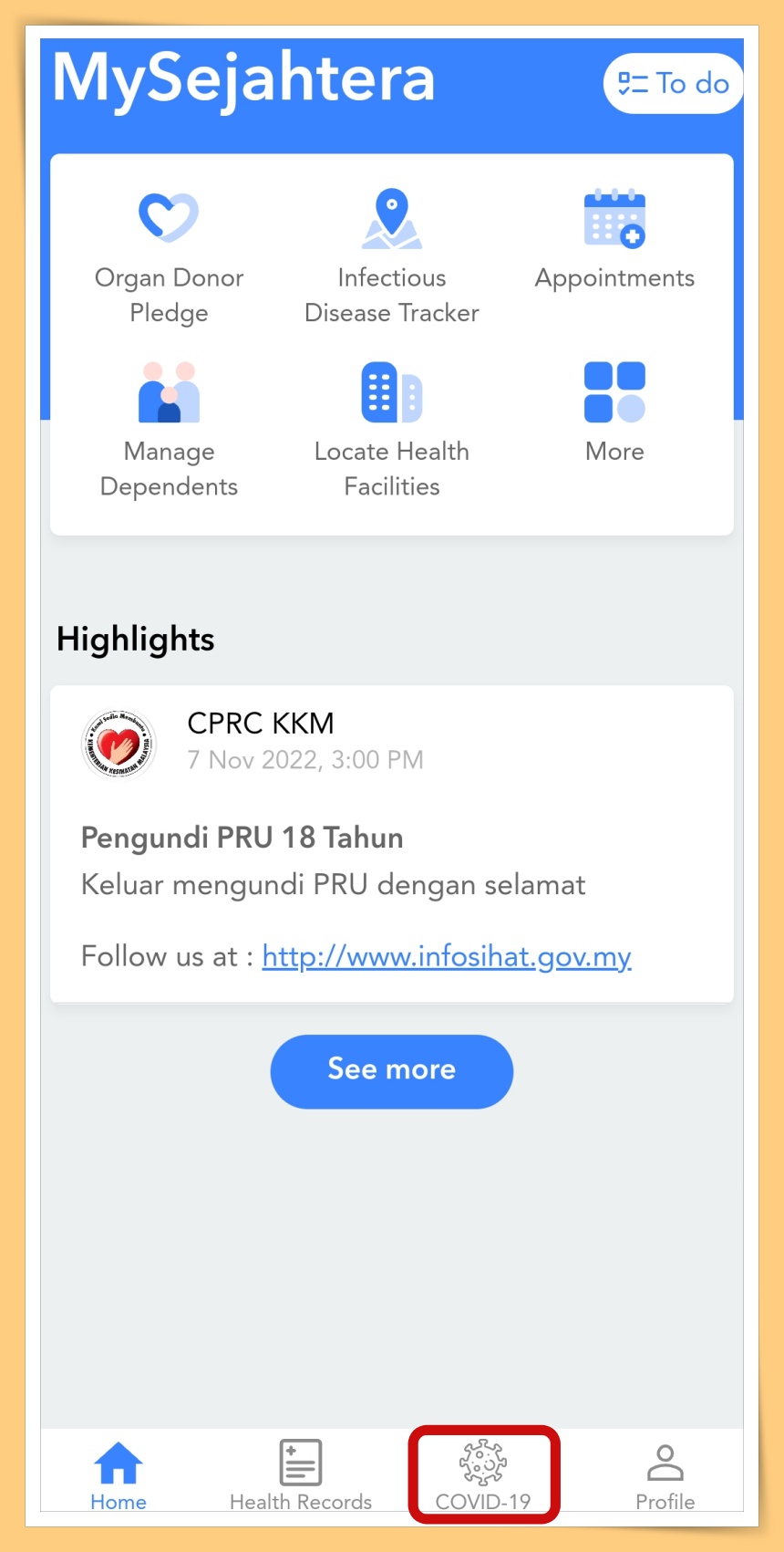 MySejahtera Click Covid 19