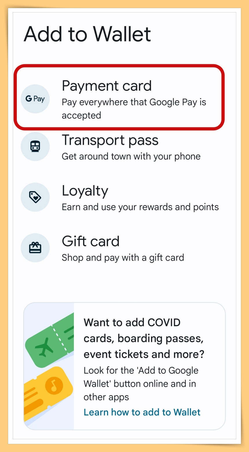 Choose Payment Card