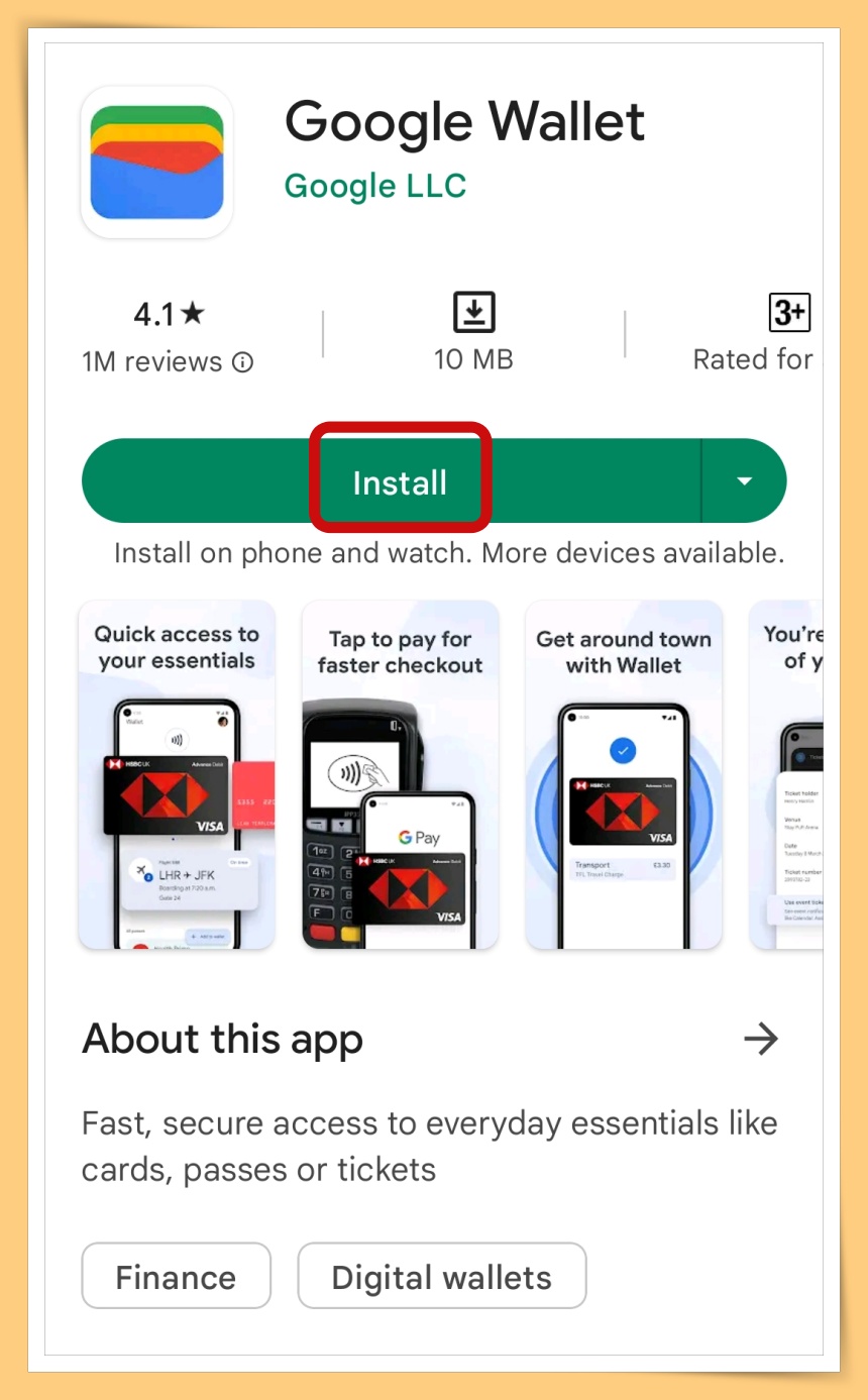 Play Store download Google Wallet