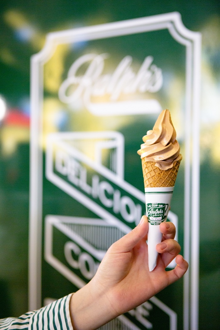 soft serve in a crisp waffle cone