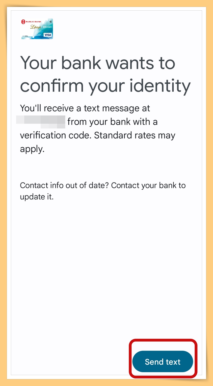 Click Send Text to get Code