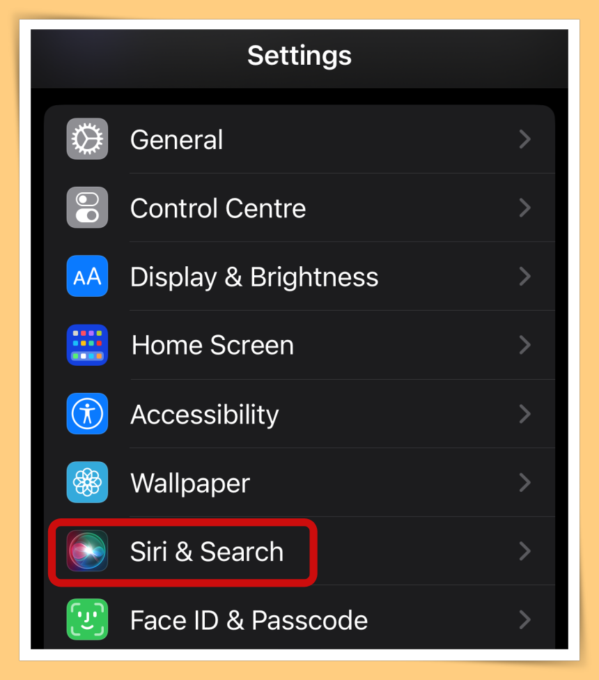 Open Settings and Click Sri and Search