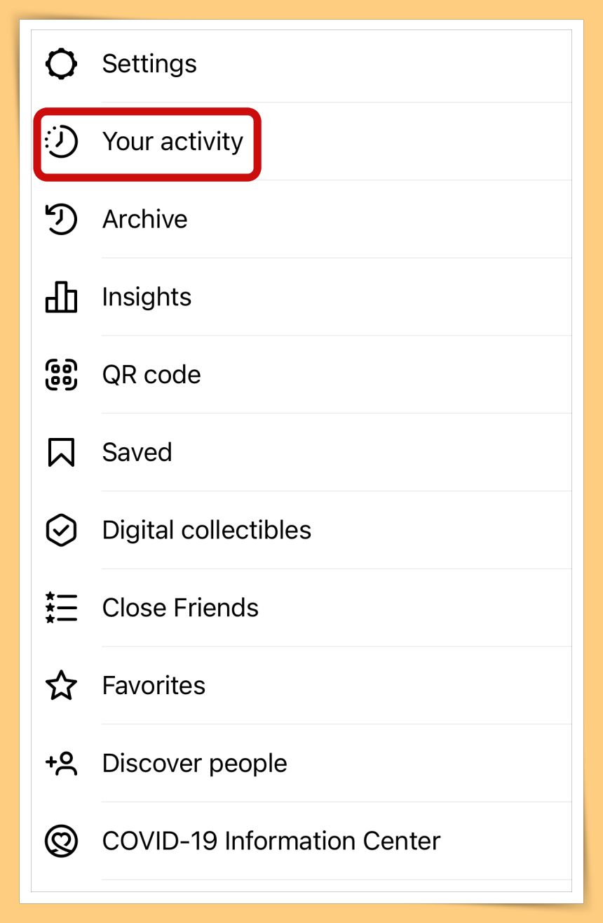 IG Click on Your activity
