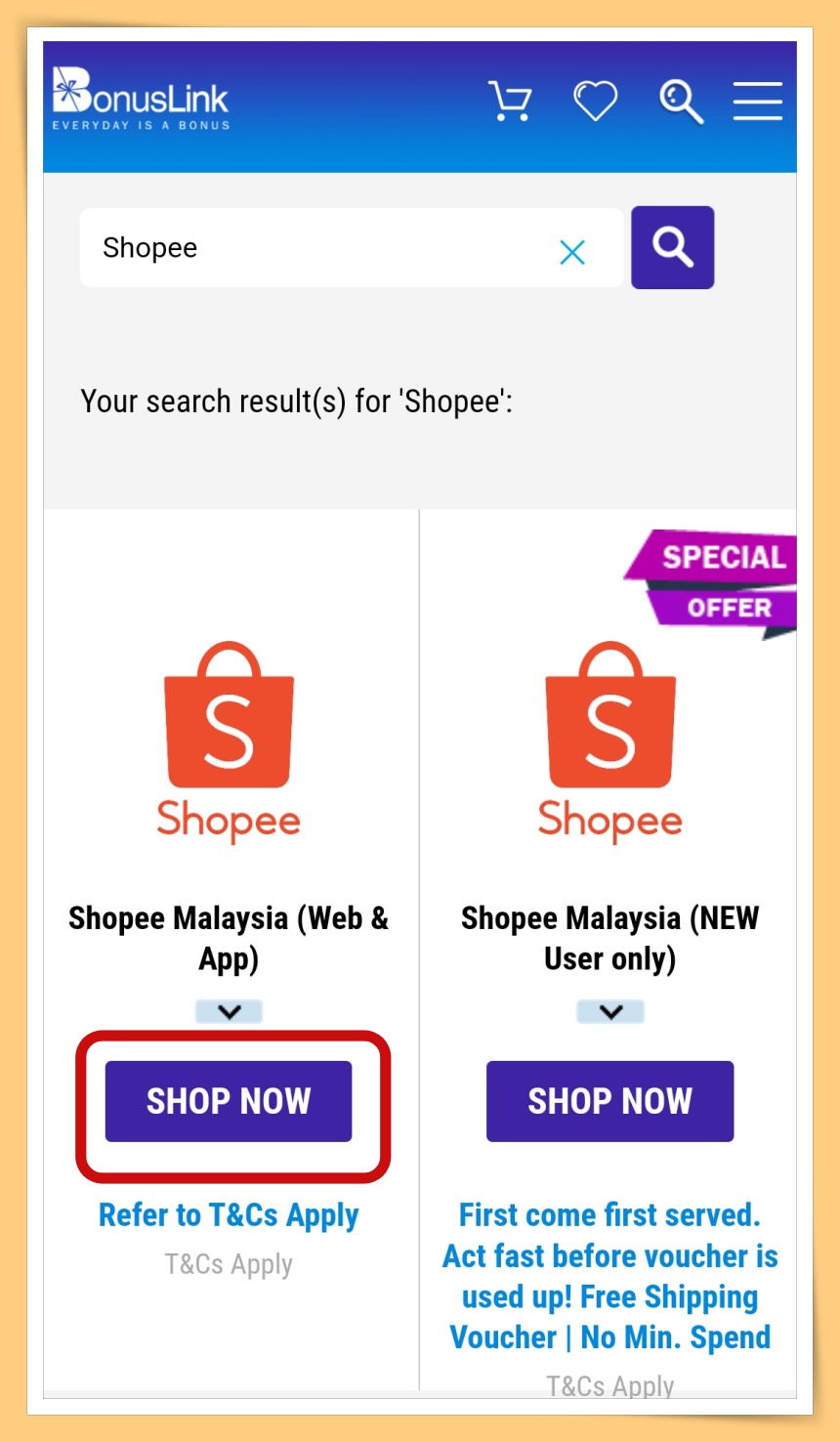 Choose Shop Now
