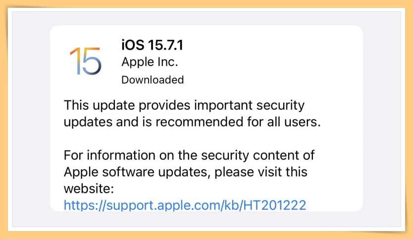 iOS 15.7.1 Update info