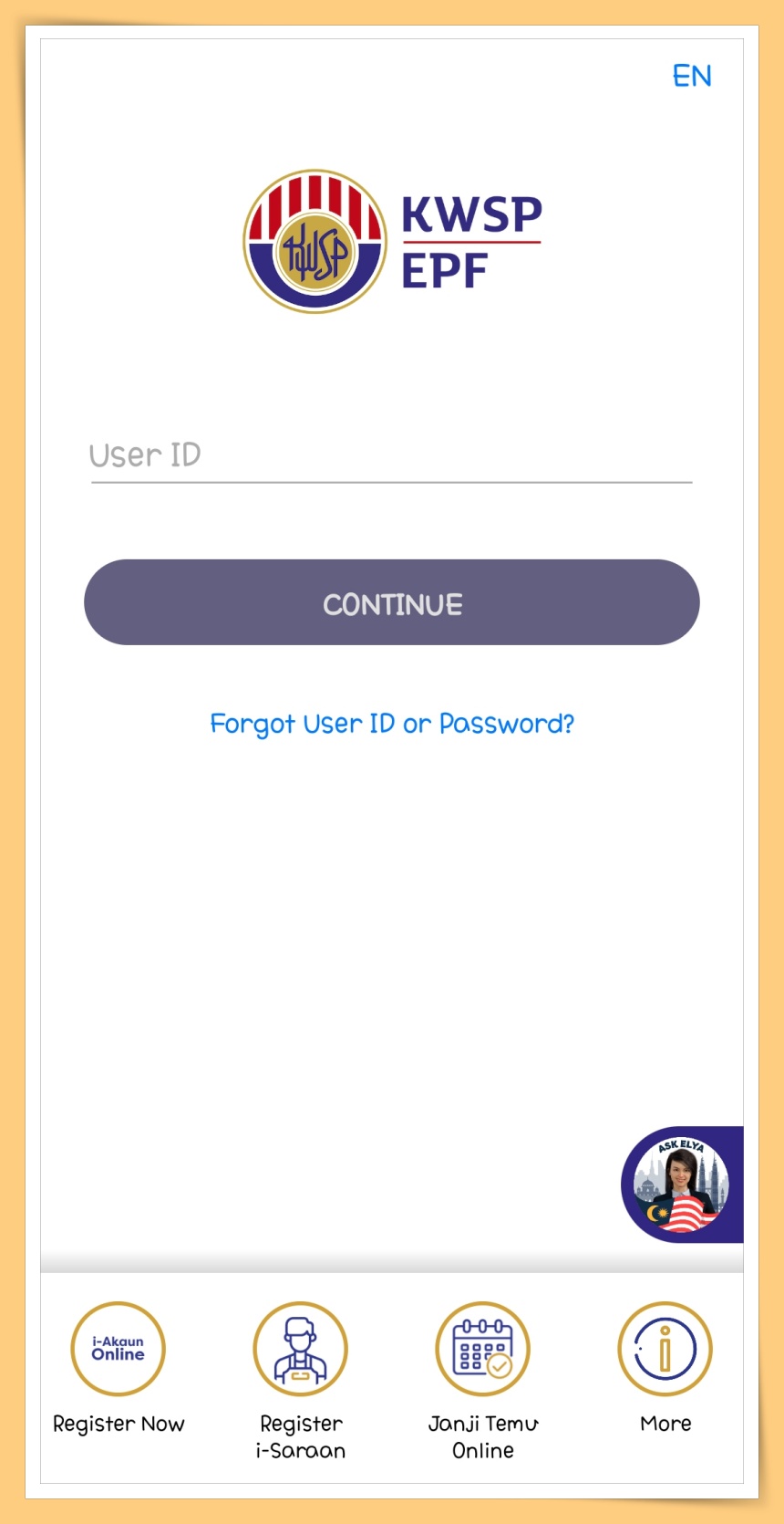 Log in KWSP App