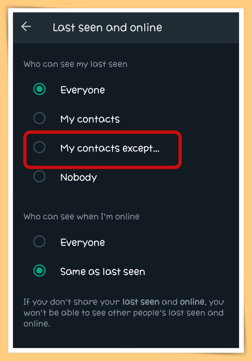 Step 3 My Contacts except