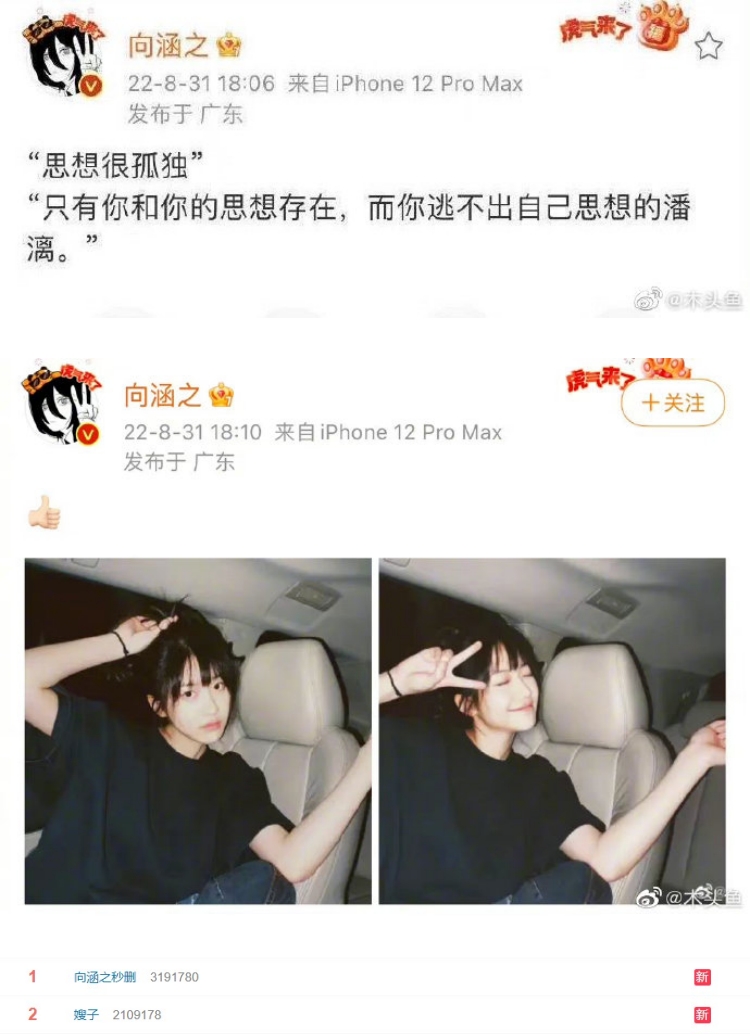 向涵之发文秒删