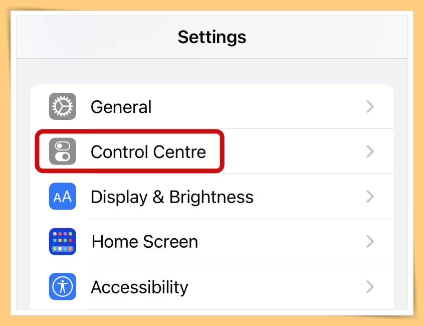 Settings and Control Centre