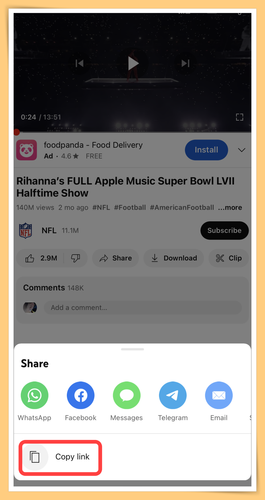 Click Copy Link