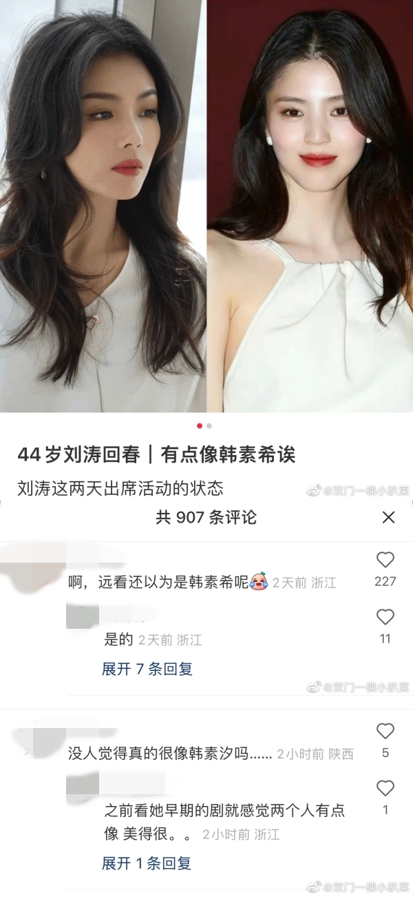 刘涛撞脸韩素希