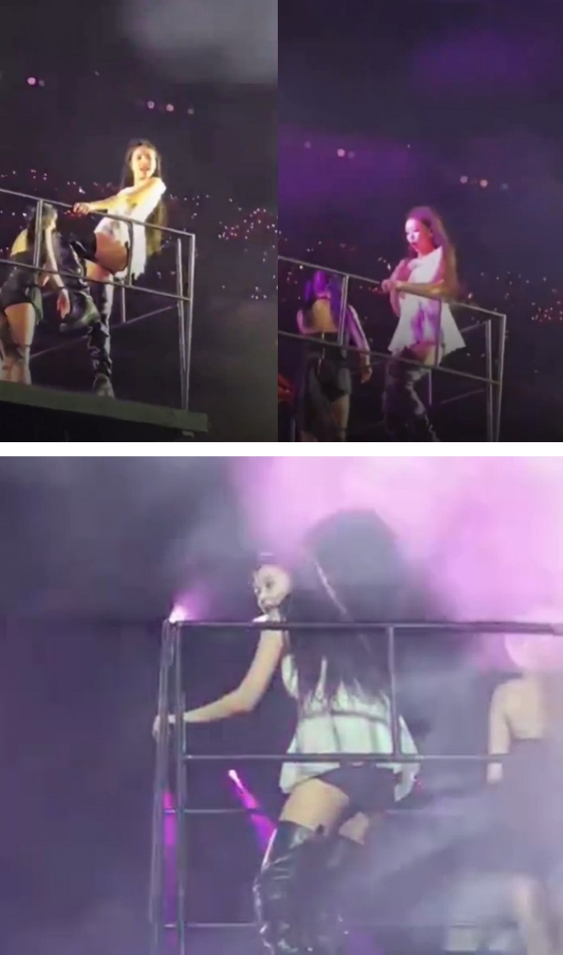Jennie差点从台上摔下