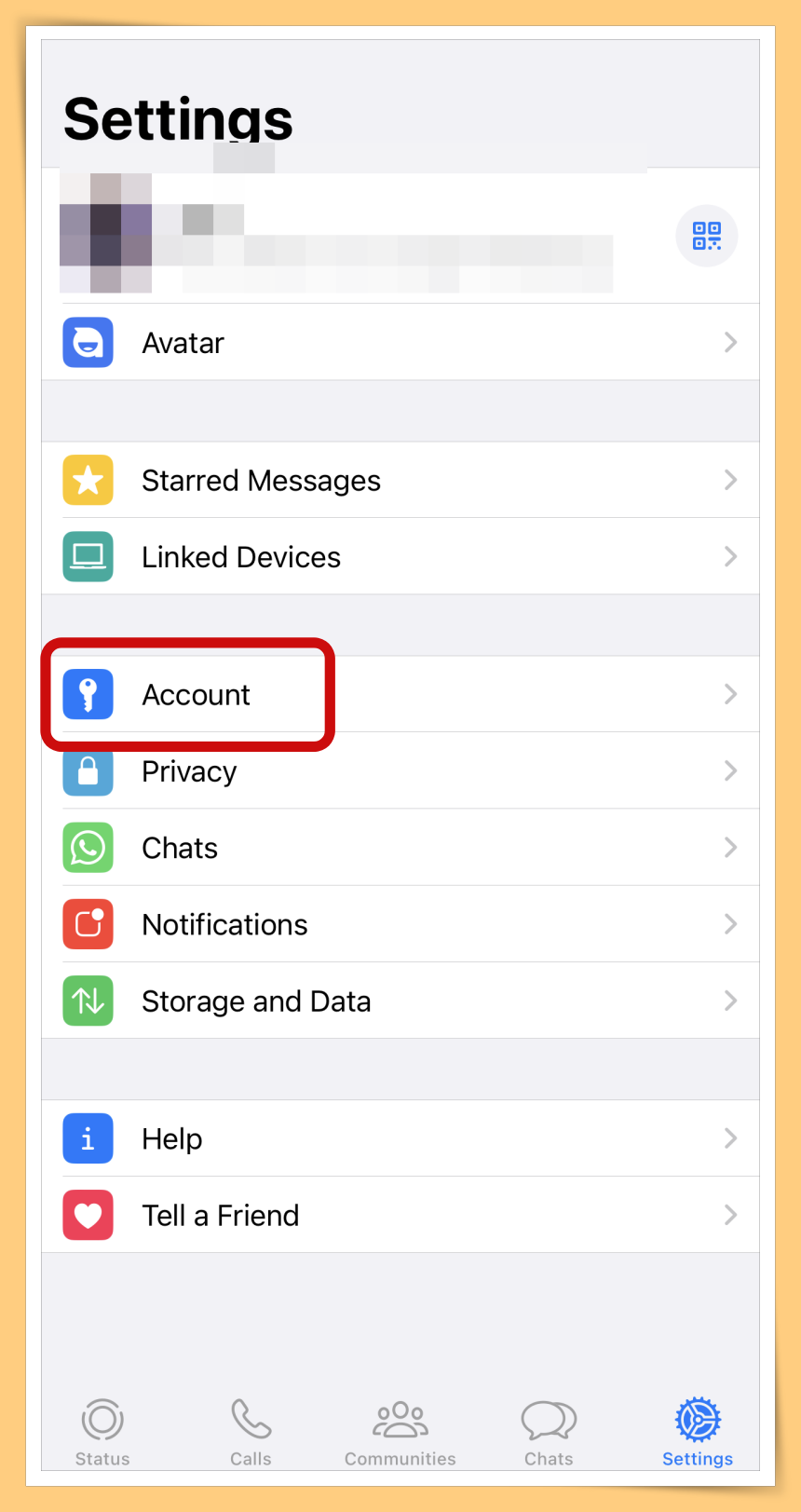 Settings and Click Account