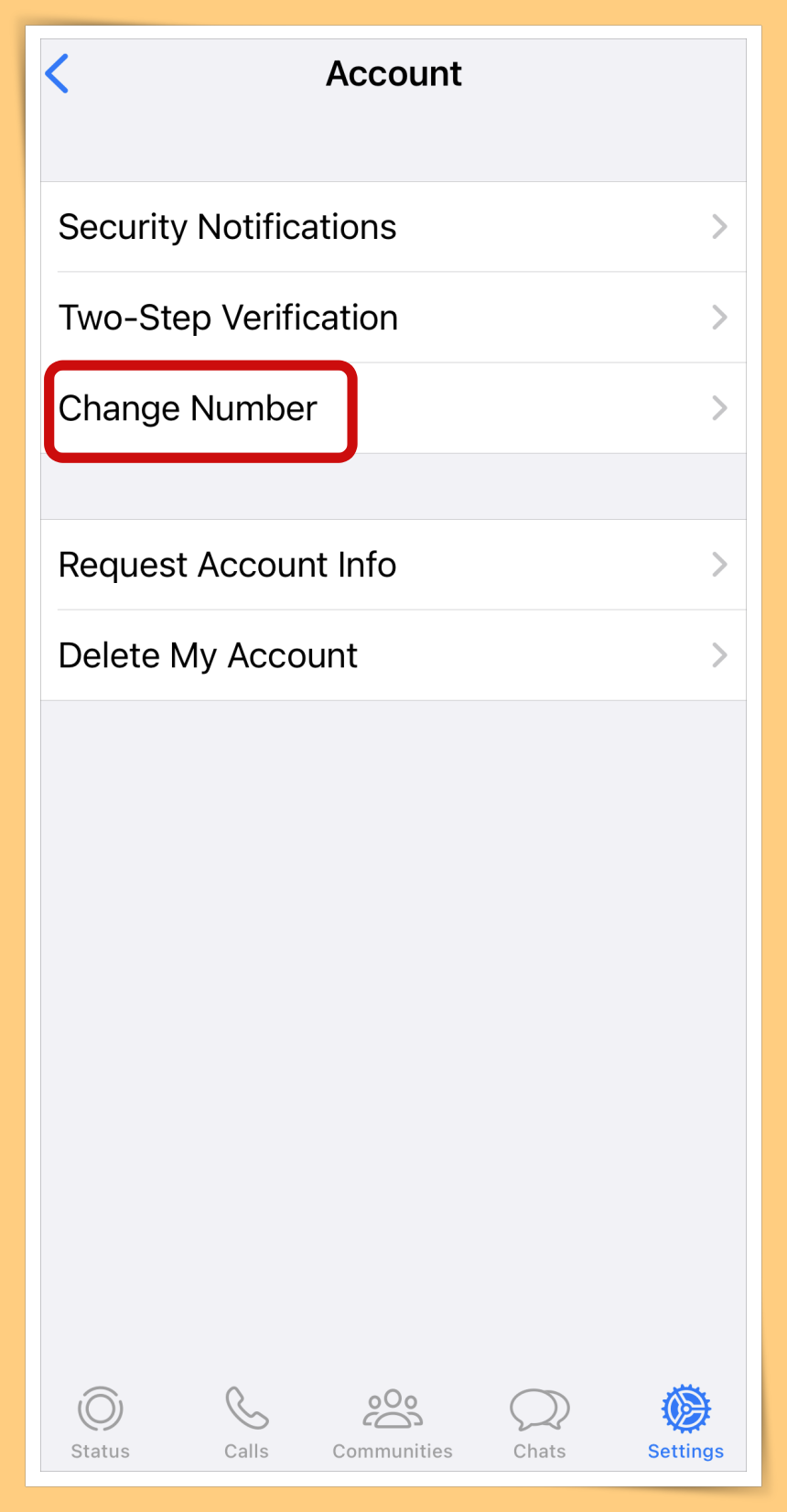 Choose Change Number