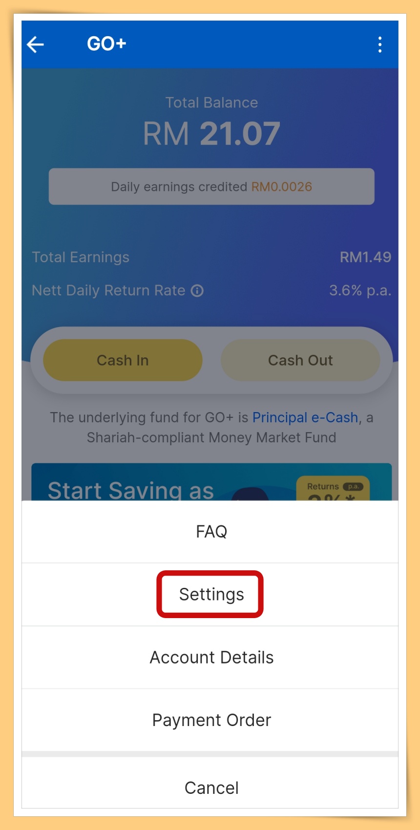 Choose Settings