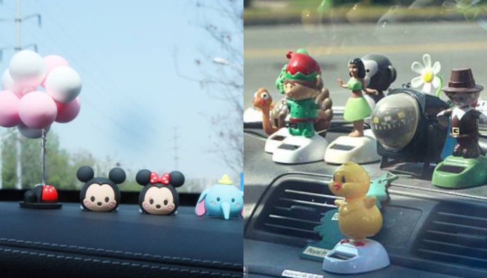 仪表盘没有固定的玩具、摆设容易让司机分心，或出意外的时候砸到脸上