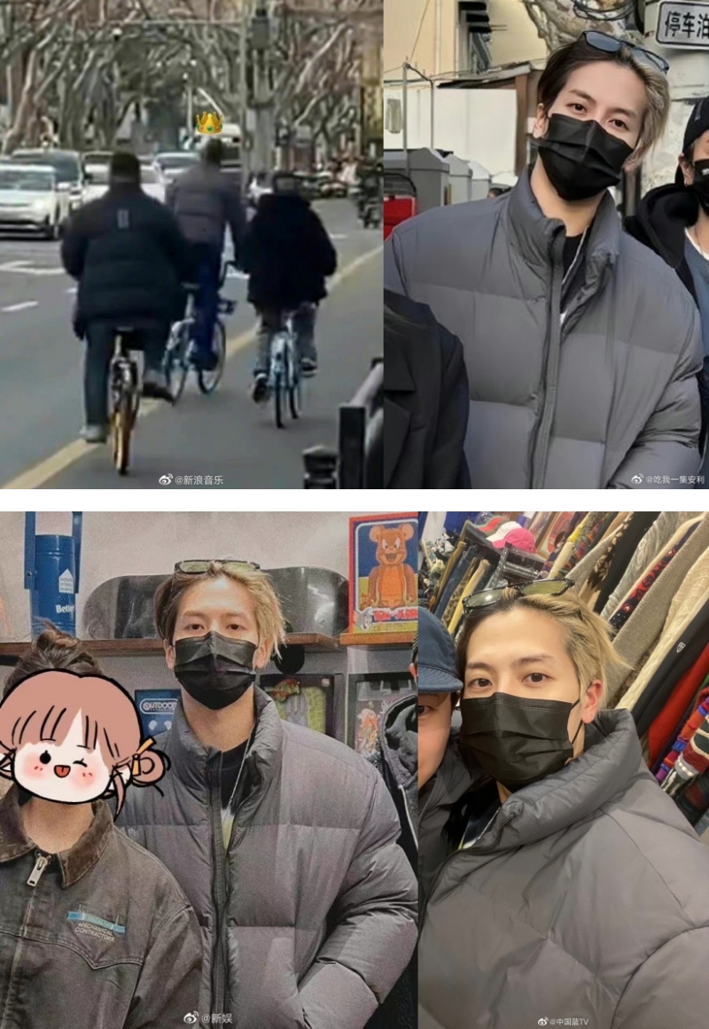 王嘉尔上海骑共享单车