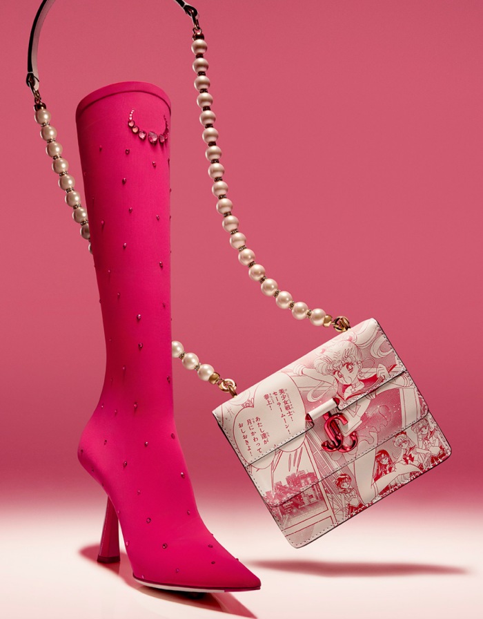 jimmy choo 和sailor moon 合作鞋款粉红靴