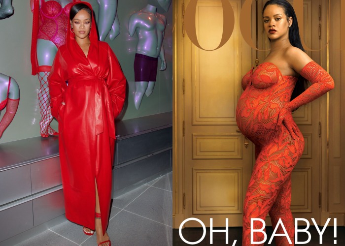 Rihanna多次穿上Alaia的红色服装