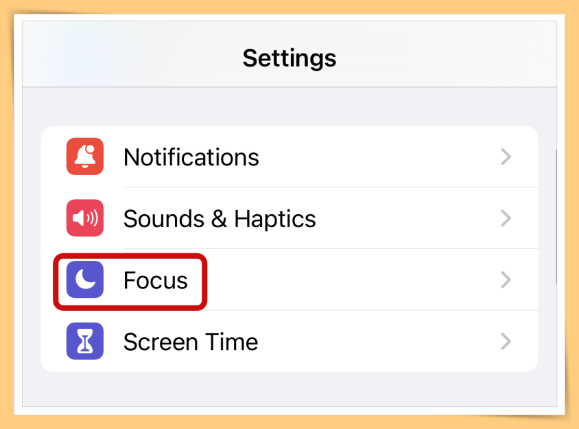 Settings and choose Focus