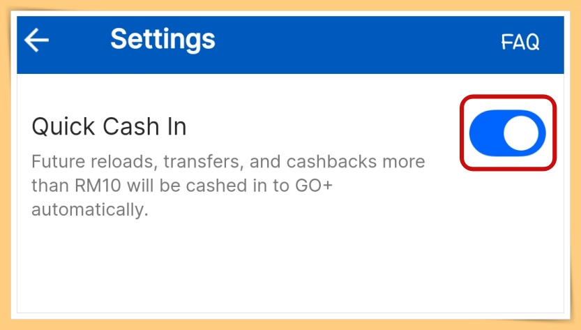 Turn Off Quick Cash In