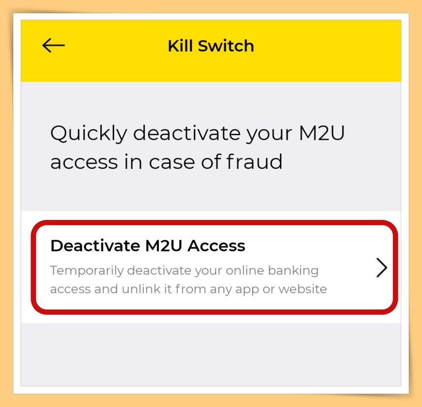 Deactive M2u Access