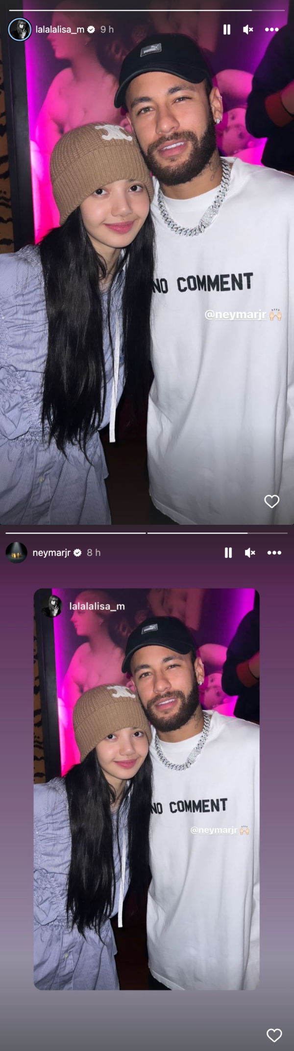 Lisa与内马尔惊喜同框