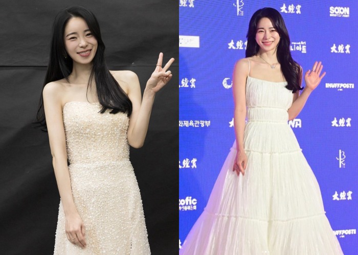 韩国女演员林智妍红毯礼服造型清雅大方