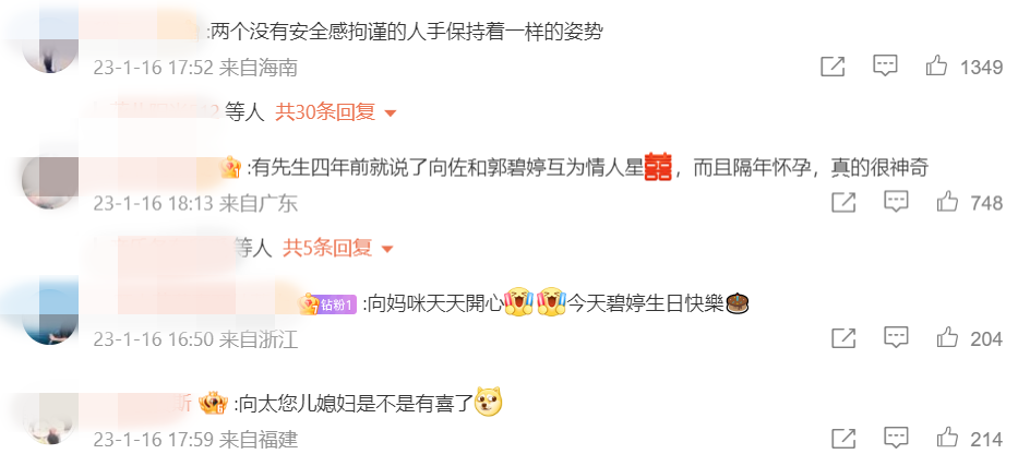 向太、向佐、郭碧婷同框